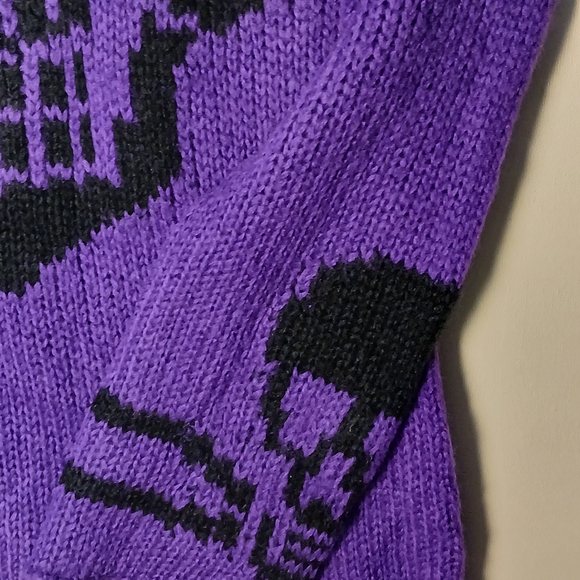 TRIPP nyc Purple Long Sleeve Black Skull Sweater Size M GOTH STEAMPUNK - Picture 4 of 10